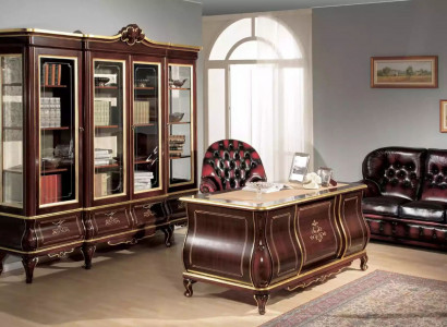 Classic office furniture desk bookshelf 4-piece wooden furniture